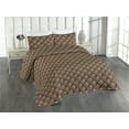 thumbnail image 1 of Ambesonne Fleur De Lis Quilted Bedspread Set 3 Pcs, French Pattern Squares, Twin, Chocolate Marigold Tan, 1 of 4