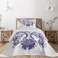 thumbnail image 1 of Ambesonne Fleur De Lis Quilted Coverlet 2 Pcs, Grunge Lily Flag, Twin Size, Purple White, 1 of 5