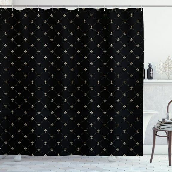 Ambesonne Fleur De Lis Shower Curtain, Classical Deco Royal, 69"Wx75"L, Charcoal Grey and Beige
