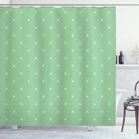 Ambesonne Fleur De Lis Shower Curtain, Damask Pattern Vintage, 69"Wx70"L, Pistachio Green
