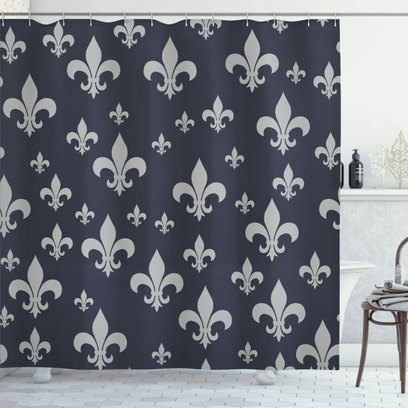 Ambesonne Fleur De Lis Shower Curtain, Lily Pattern Classic, 69"Wx75"L, Dark Slate