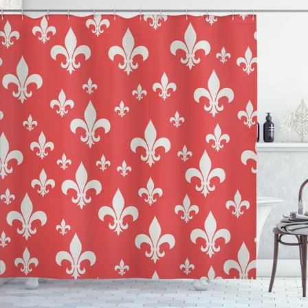 Ambesonne Fleur De Lis Shower Curtain, Lily Pattern Retro Art, 69"Wx84"L, Dark Pink