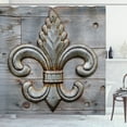 thumbnail image 1 of Ambesonne Fleur De Lis Shower Curtain, Sign Wood, 69"Wx84"L, Grey Brown, 1 of 5