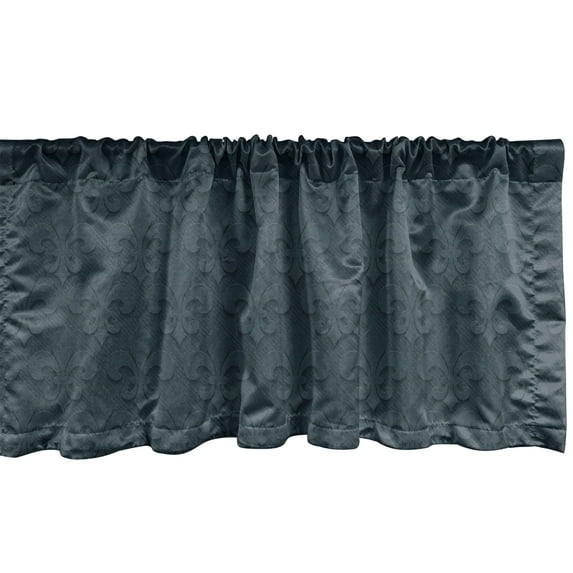 Ambesonne Fleur De Lis Valance Pack of 2, Cut out Effect Pattern, 54"X18", Dark Petrol Blue