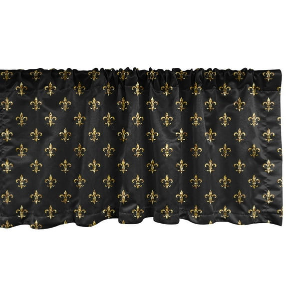 Ambesonne Fleur De Lis Valance Pack of 2, French Classic on Dark, 42"X18", Yellow Black