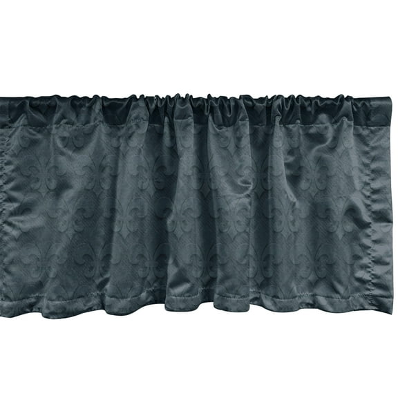 Ambesonne Fleur De Lis Window Valance, Cut out Effect Pattern, 42" x 18", Dark Petrol Blue