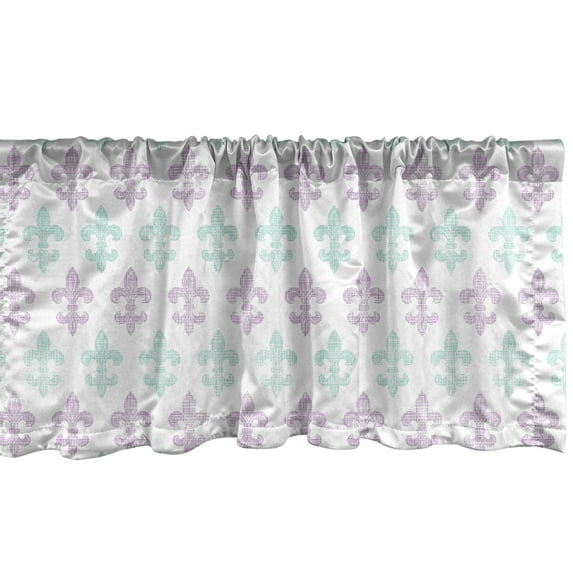 Ambesonne Fleur De Lis Window Valance, Grunge Pastel Look, 54" X 18", Mint Green Lilac White