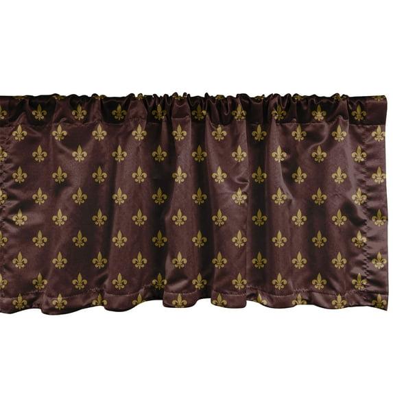 Ambesonne Fleur De Lis Window Valance, Royal Pattern, 54" X 12", Burgundy Earth Yellow