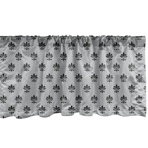 Ambesonne Fleur De Lis Window Valance, Vintage French Emblem, 54" X 12", Grey and Charcoal Grey