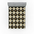 thumbnail image 1 of Ambesonne Fleur de Lis Fitted Sheet, Medieval Leaf Motif, Full Size, Black White Dark Mustard, 1 of 5