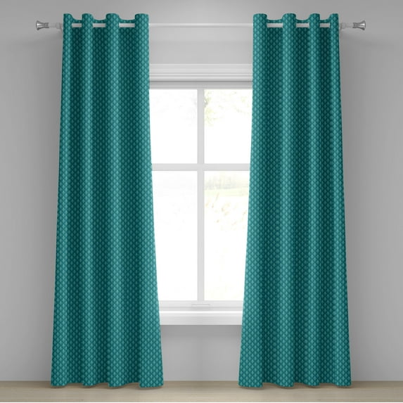 Ambesonne Fleur de Lis Grommet Curtain, Retro Damask Pattern, 50" x 72", Teal