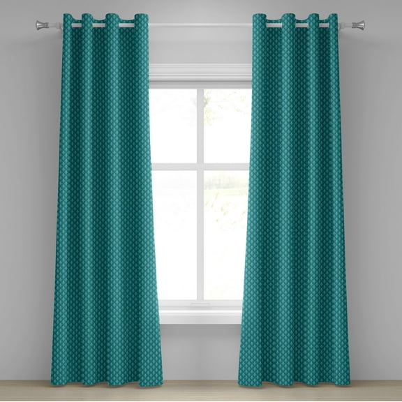Ambesonne Fleur de Lis Grommet Curtain, Retro Damask Pattern, 50" x 96", Teal