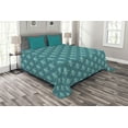 thumbnail image 1 of Ambesonne Fleur de Lis Quilted Bedspread Set 3 Pcs, Retro Damask Pattern, Queen Size, Teal, 1 of 3