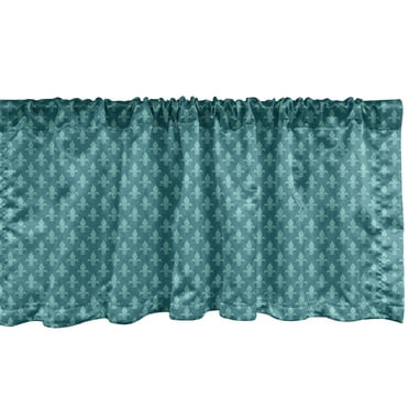 Ambesonne Fleur de Lis Window Valance, Retro Damask Pattern, 54" X 18", Teal