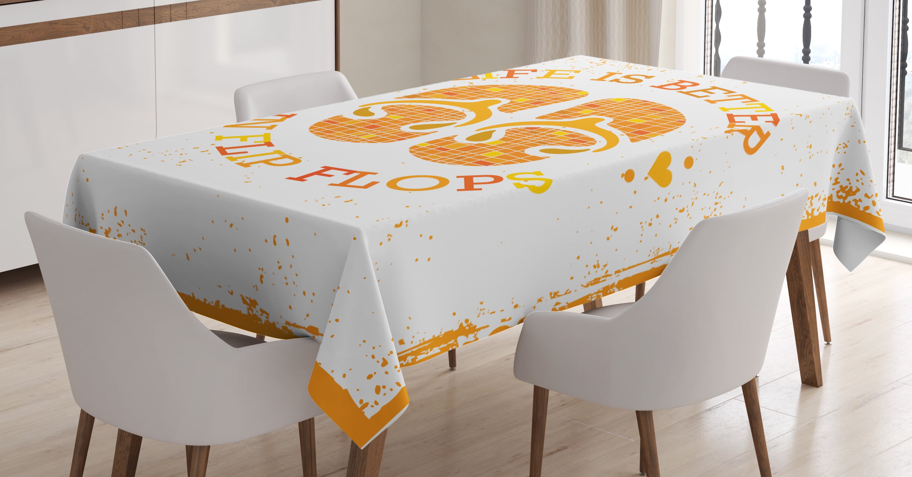 Ambesonne Flip Flop Tablecloth Rectangular Table Cover, Stained Grungy