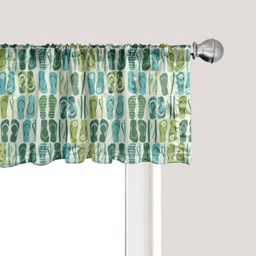 Ambesonne Flip Flop Window Valance, Exotic Nature Colors, 54" X 18", Pale Green Pale Blue
