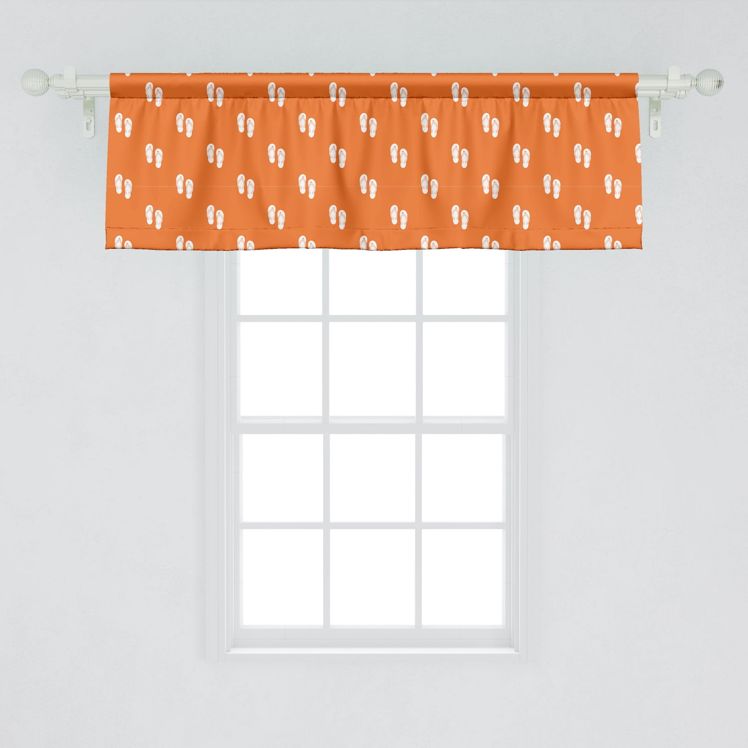 Ambesonne Flip Flop Window Valance, Repeating Pattern Pair of Beach