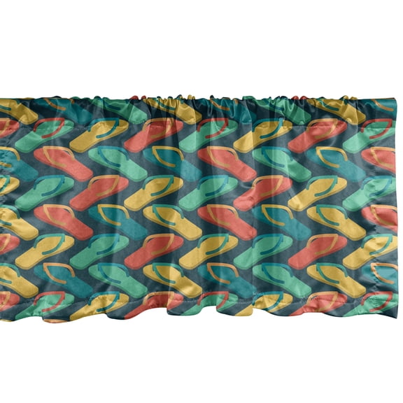 Ambesonne Flip Flop Window Valance, Simplistic Design of Soft Pastel Colored Thong Sandals Forming Zigzag Pattern, Curtain Valance for Kitchen Bedroom Decor with Rod Pocket, 54" X 12", Multicolor