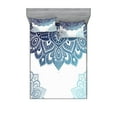 thumbnail image 1 of Ambesonne Flora Fitted Sheet & Pillow Sham Set, Vibrant Colored Mandala, King, Pale Blue Dark Blue, 1 of 2