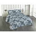 thumbnail image 1 of Ambesonne Flora Quilted Bedspread Set 3 Pcs, Grungy Print of Gentle Flower, Queen, Pale Grey Dark Night Blue, 1 of 4