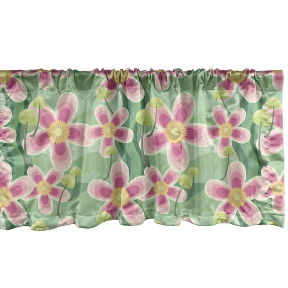 Ambesonne Flora Window Valance, Pastel Large Flower Petals, 54" X 18", Multicolor