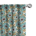 thumbnail image 1 of Ambesonne Floral Window Curtains, 2 Colored Flower Drawing, Each 28" W x 63" L, Pale Teal Pale Brown, 1 of 4