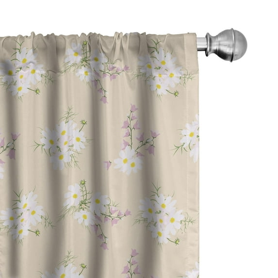 Ambesonne Floral Window Curtains, Arranged Spring Time Flowers, Each 28" W x 95" L, Champagne Mauve and Green