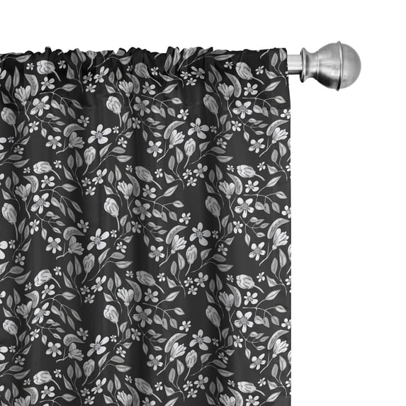 Ambesonne Floral Window Curtains, Blossoming Botanical Art, Each 28" W x 95" L, Grey Multicolor
