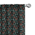 thumbnail image 1 of Ambesonne Floral 4-Panel Curtains, Blossoming Flowers Design, 56"x63", Charcoal Grey Aqua Coral, 1 of 4