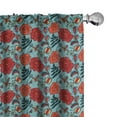 thumbnail image 1 of Ambesonne Floral Window Curtains, Bohemian Flowers Folkloric, Each 28" W x 95" L, Vermilion and Pale Blue, 1 of 4