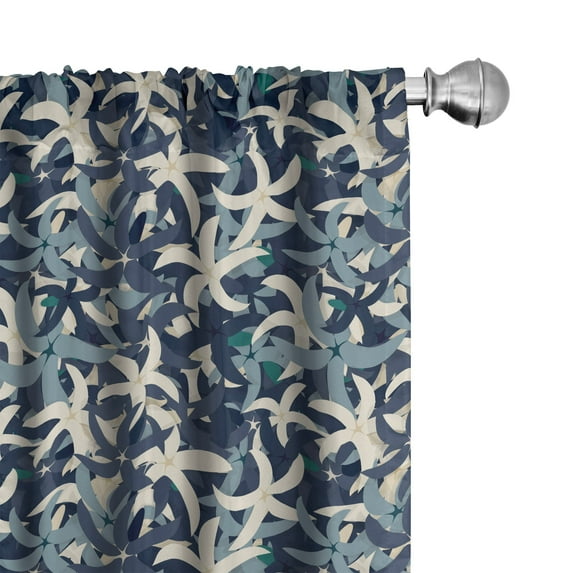 Ambesonne Floral Window Curtains, Botanical Blossoms Leaves, Each 28" W x 95" L, Dark Violet Blue Teal