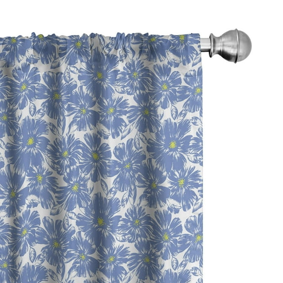 Ambesonne Floral Window Curtains, Botanical Pastel Nature, Each 28" W x 84" L, Violet Blue Yellow