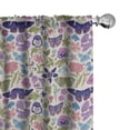 thumbnail image 1 of Ambesonne Floral Window Curtains, Butterfly Pansy Flower Leaf, Each 28" W x 95" L, Pale Tan and Multicolor, 1 of 5