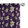 thumbnail image 1 of Ambesonne Floral 4-Panel Curtains, Cartoonish Design Daffodils, 56"x95", Dark Purple Cream, 1 of 4