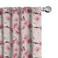 thumbnail image 1 of Ambesonne Floral Window Curtains, Chinese Blossoms Pattern, Each 28" W x 63" L, Pale Pink Pastel Pink, 1 of 4