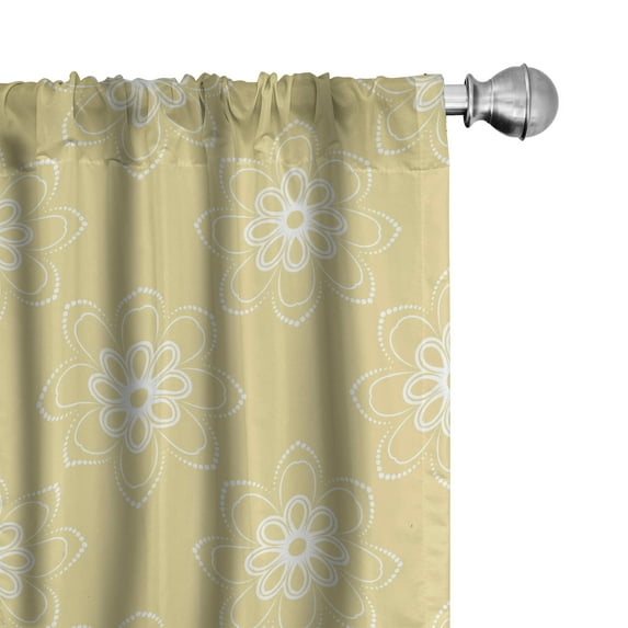 Ambesonne Floral 4-Panel Curtains, Classical Dotted Flowers, 56"x95", Pale Camel White