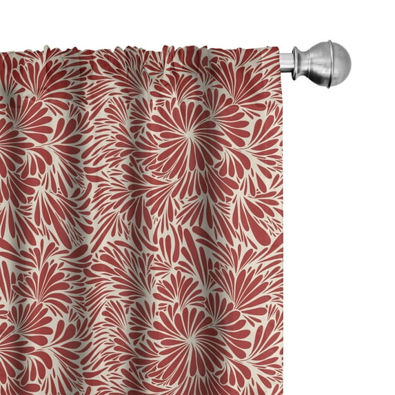 Ambesonne Floral Window Curtains, Classical Vintage Flourish, Each 28" W x 95" L, Vermilion Cream
