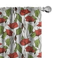 thumbnail image 1 of Ambesonne Floral 4-Panel Curtains, Close up View of Poppies, 56"x95", Vermilion Lime Green, 1 of 4