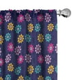 thumbnail image 1 of Ambesonne Floral Window Curtains, Colorful Flowers Love, Each 28" W x 84" L, Indigo and Multicolor, 1 of 4