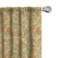 thumbnail image 1 of Ambesonne Floral Window Curtains, Doodle Curling Flowers Art, Each 28" W x 63" L, Orange Dark Seafoam, 1 of 4