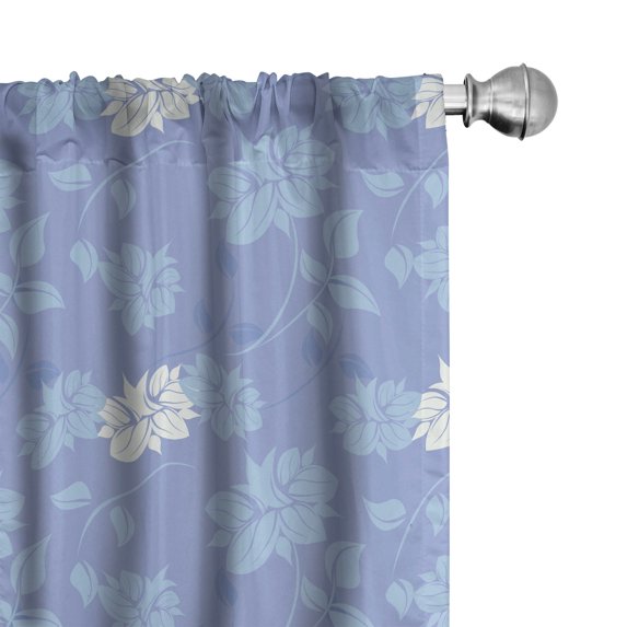 Ambesonne Floral Window Curtains, Fantasy Petals Leaves, Each 28" W x 95" L, Pale Blue Ceil Blue