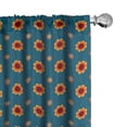 thumbnail image 1 of Ambesonne Floral 4-Panel Curtains, Flower and Sun Motifs, 56"x84", Petrol Blue Multicolor, 1 of 4