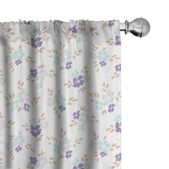 Ambesonne Floral 4-Panel Curtains, Flowers in Pastel Tones Art, 56"x84", White Violet and Pale Blue