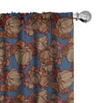 thumbnail image 1 of Ambesonne Floral Window Curtains, Funk Art Flower Pattern, Each 28" W x 63" L, Blue and Brown, 1 of 5