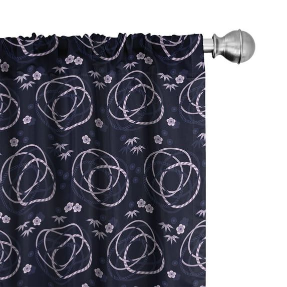 Ambesonne Floral Window Curtains, Geometric Circle Dark Purple, Each 28" W x 84" L, Dark Violet Blue and Rose