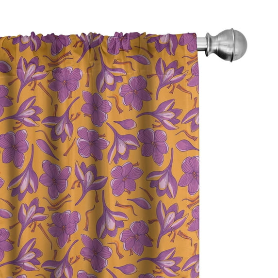 Ambesonne Floral Window Curtains, Hand Drawn Crocus Flower, Each 28" W x 95" L, Pale Orange Pale Pink