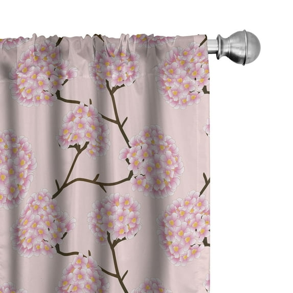 Ambesonne Floral 4-Panel Curtains, Hydrangea Flowers, 56"x84", Rose Multicolor