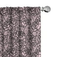 thumbnail image 1 of Ambesonne Floral Window Curtains, Lace Look Rose Flowers Art, Each 28" W x 63" L, Pale Pink Charcoal Grey, 1 of 4