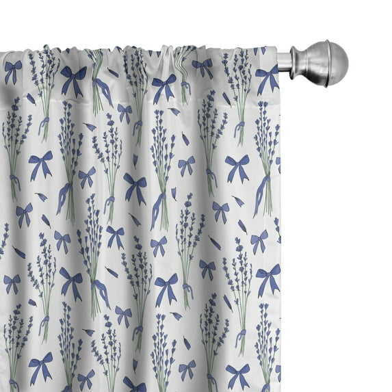 Ambesonne Floral Window Curtains, Lavender Flowers Bouquet, Each 28" W x 95" L, White and Violet Blue