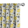 thumbnail image 1 of Ambesonne Floral Window Curtains, Modern and Abstract Flowers, Each 28" W x 84" L, Grey Black and Yellow, 1 of 5